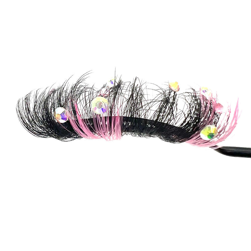 Short Diamond Glitter False Eyelashes, Half-Handmade Shimmer Mink Lashes