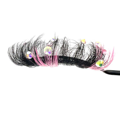 Short Diamond Glitter False Eyelashes, Half-Handmade Shimmer Mink Lashes
