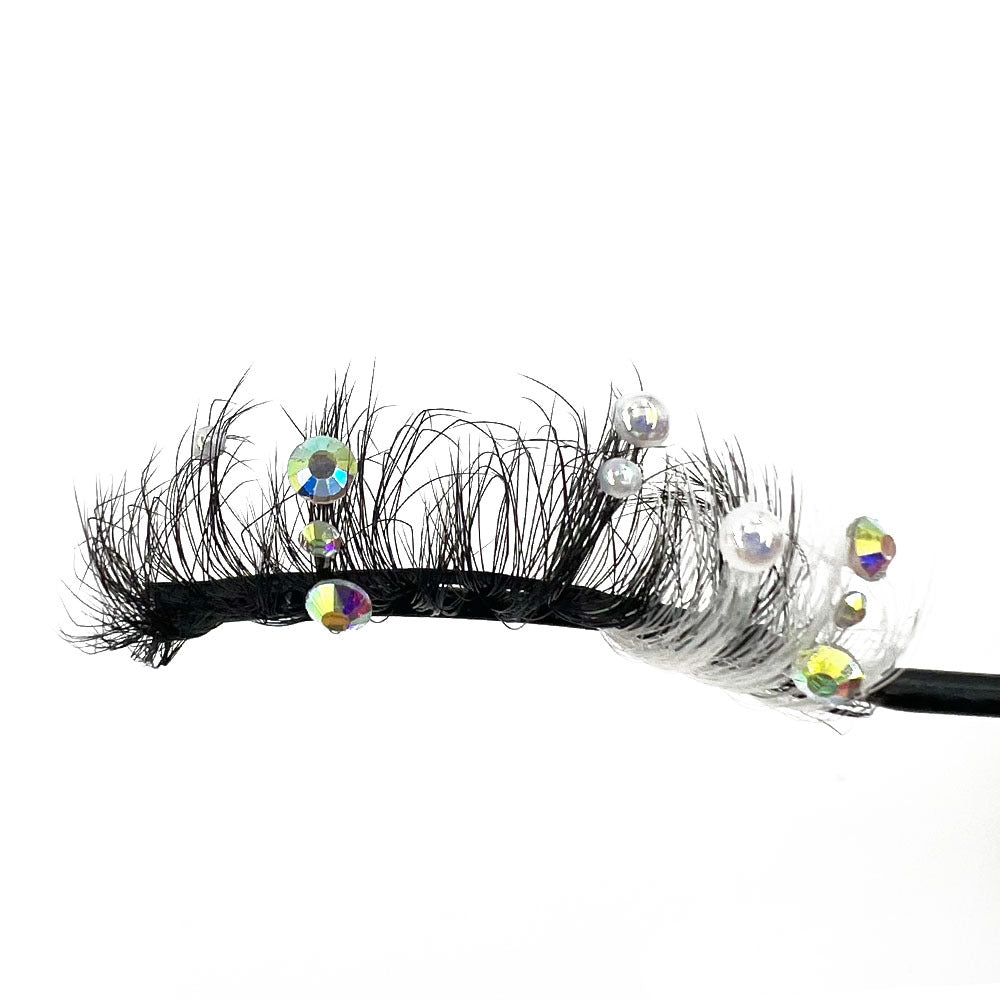 Short Diamond Glitter False Eyelashes, Half-Handmade Shimmer Mink Lashes