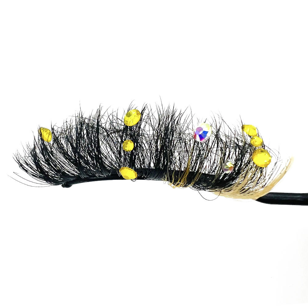 Short Diamond Glitter False Eyelashes, Half-Handmade Shimmer Mink Lashes