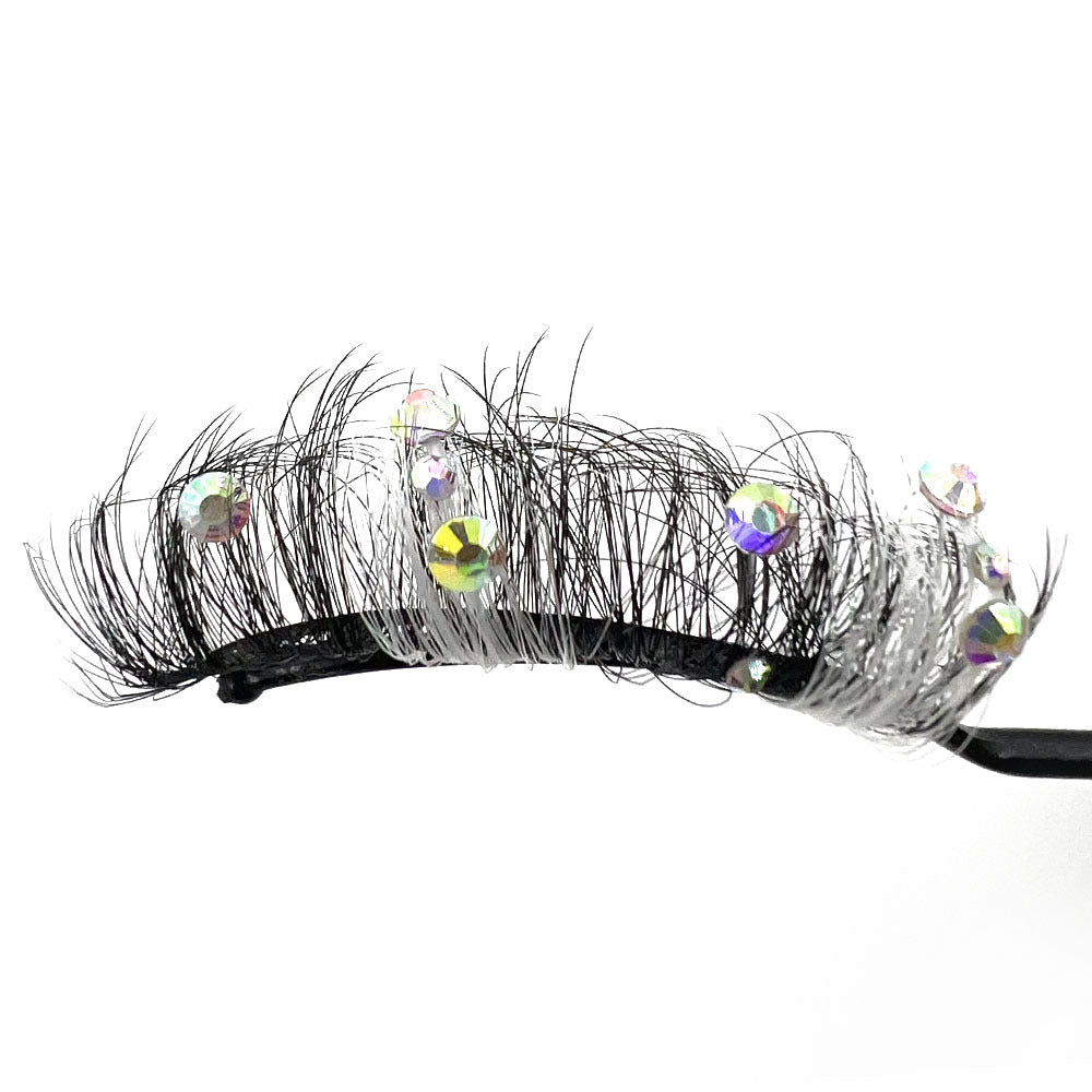 Short Diamond Glitter False Eyelashes, Half-Handmade Shimmer Mink Lashes