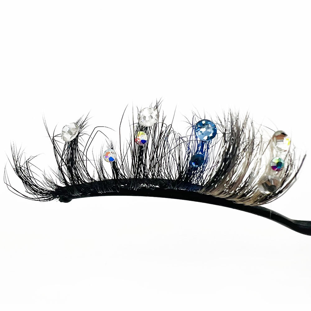 Short Diamond Glitter False Eyelashes, Half-Handmade Shimmer Mink Lashes