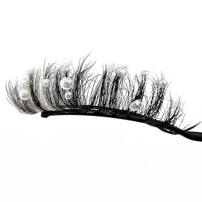 Short Diamond Glitter False Eyelashes, Half-Handmade Shimmer Mink Lashes