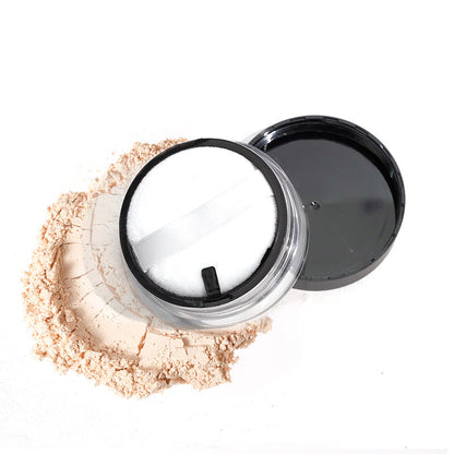 Soft Finish Loose Setting Powder, Oil Control Translucent Setting Powder with Powder Puff